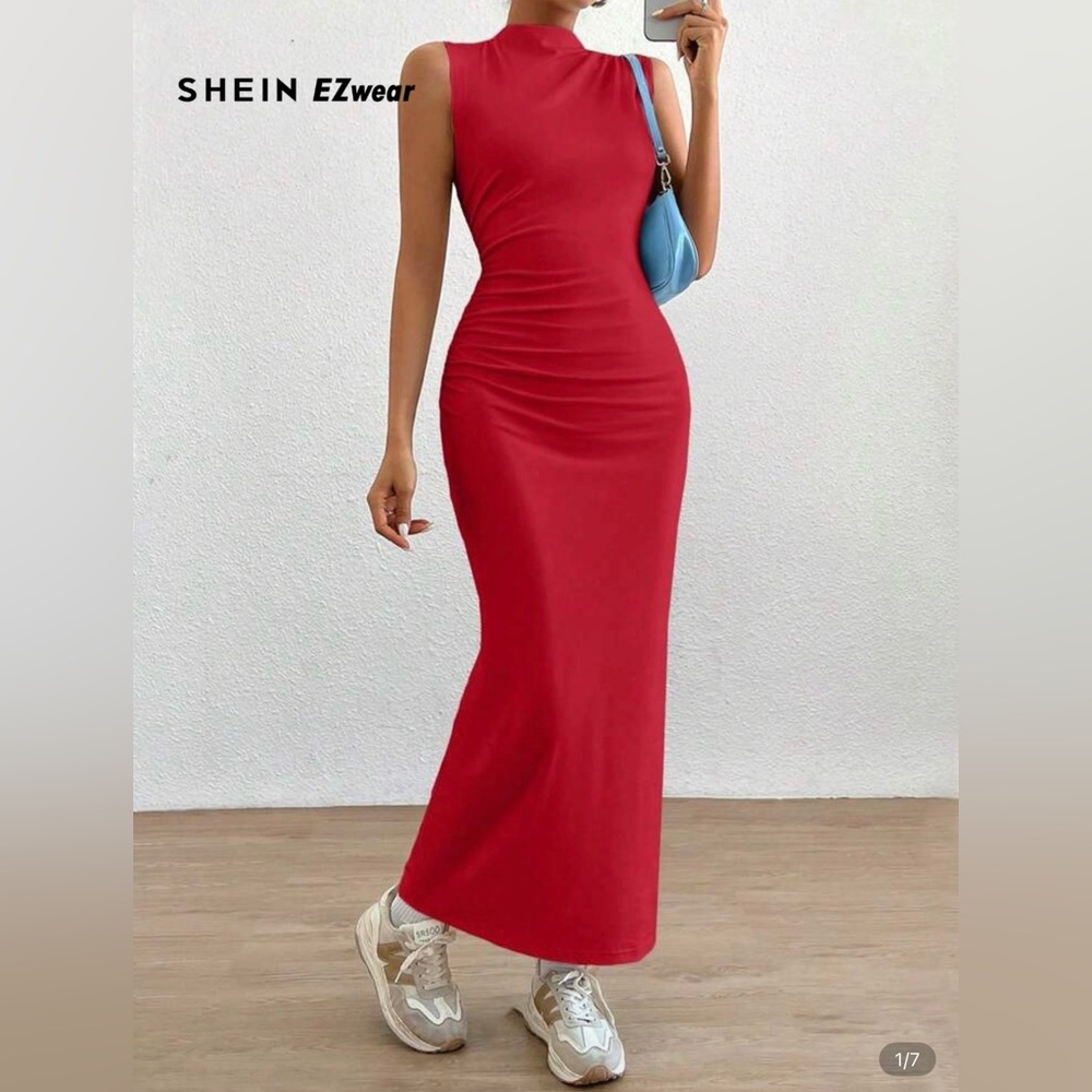 Elegant Red Sleeveless Maxi Dress
